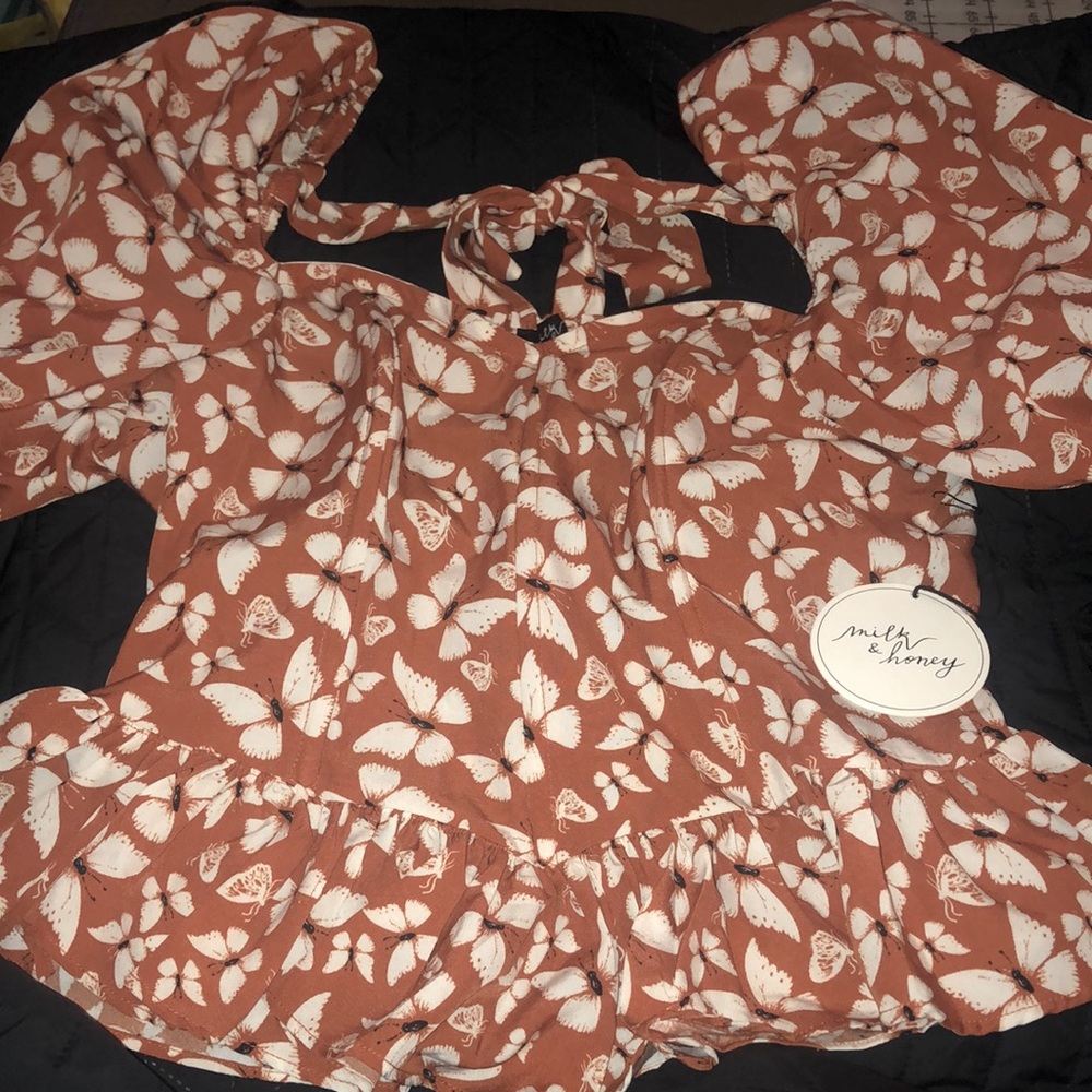 Milk and honey butterflies print corset top